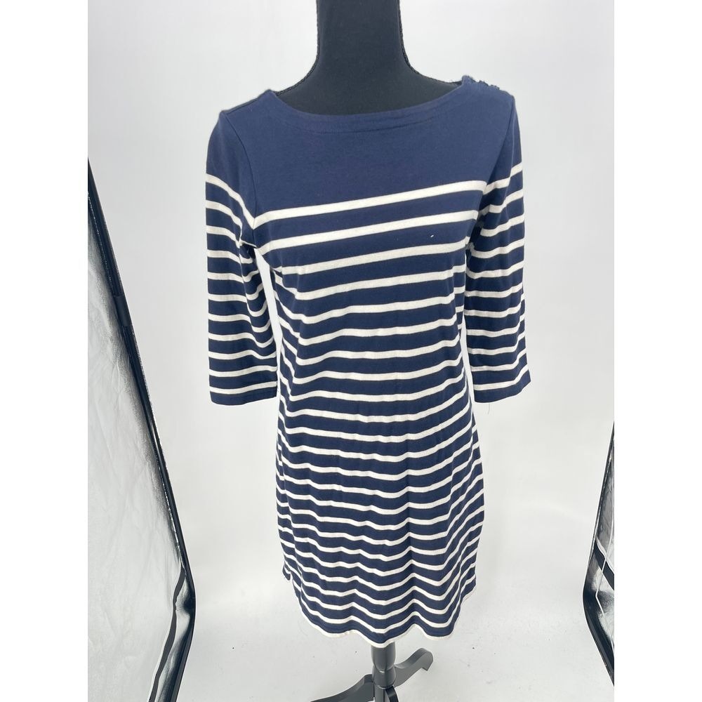 L.L.Bean size 0 Stylish Navy &‎ White Striped dress